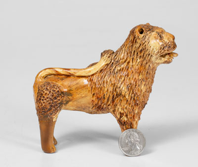 Pennsylvania Redware Standing Lion Figure