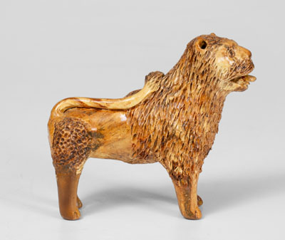 Pennsylvania Redware Standing Lion Figure