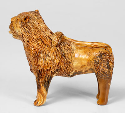 Pennsylvania Redware Standing Lion Figure