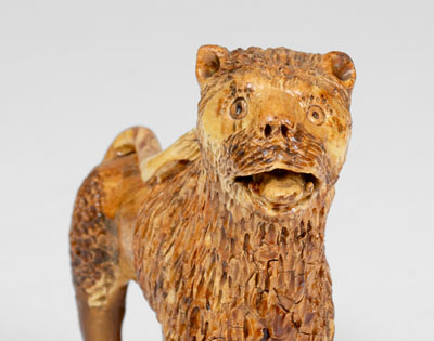 Pennsylvania Redware Standing Lion Figure