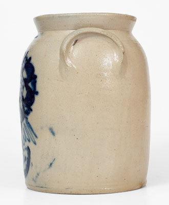 Fine Lyons, New York Stoneware Jar w/ Large Floral Design, attrib. Shem Thomas at Thompson Harrington Pottery