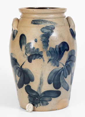 Outstanding HARRISBURG, PA Stoneware Jar w/ Elaborate Floral Decoration, attrib. Shem Thomas at John Young Pottery