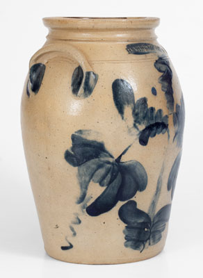 Outstanding HARRISBURG, PA Stoneware Jar w/ Elaborate Floral Decoration, attrib. Shem Thomas at John Young Pottery