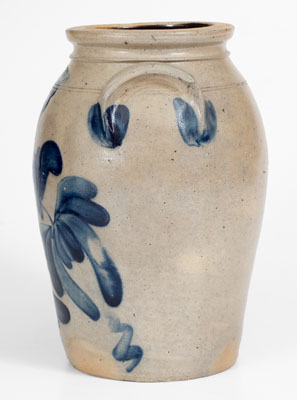 Outstanding HARRISBURG, PA Stoneware Jar w/ Elaborate Floral Decoration, attrib. Shem Thomas at John Young Pottery