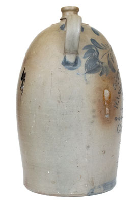5 Gal. HAMILTON & JONES / GREENSBORO, PA Double-Handled Stoneware Jug w/ Freehand Decoration