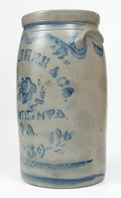L. B. DILLINER & CO. / NEW GENEVA, PA Stoneware Churn, c1875