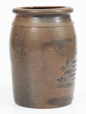 H.F. ARMSTRONG / DEALER IN DRY GOODS, GROCERIES, NOTIONS & C., Jackson Courthouse, WV Stoneware Jar