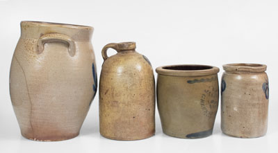Lot of Four: Assorted Stoneware Vessels incl. JAS. HAMILTON & CO. / GREENSBORO, PA Cream Jar