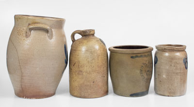 Lot of Four: Assorted Stoneware Vessels incl. JAS. HAMILTON & CO. / GREENSBORO, PA Cream Jar