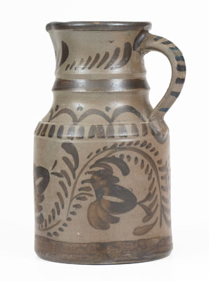 Exceptional New Geneva or Greensboro, PA Tanware Pitcher w/ Elaborate Freehand Decoration