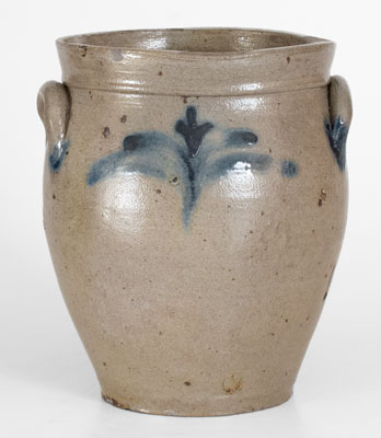 Attrib. Howe and Clark, Athens, New York 1/2 Gal. Stoneware Jar w/ Brushed Decoration