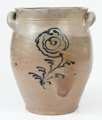 Open-Handled Stoneware Jar w/ Slip-Trailed Decoration, attrib. Howe & Clark, Athens, NY