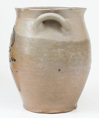 Open-Handled Stoneware Jar w/ Slip-Trailed Decoration, attrib. Howe & Clark, Athens, NY