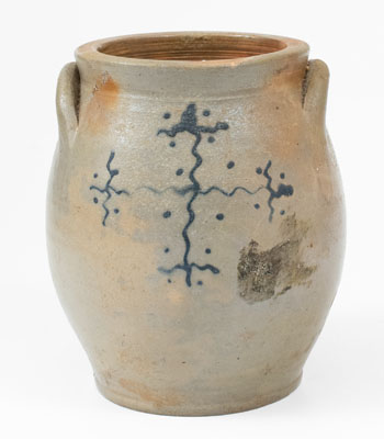 Hudson River Valley, NY Stoneware Jar w/ Abstract Cobalt Decoration, early 19th century