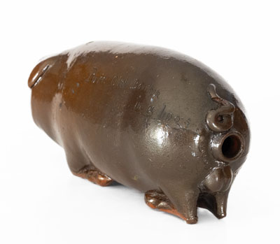 Extremely Rare Oversized Anna Pottery Pig Bottle, 
