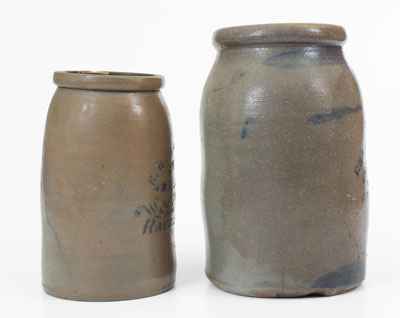 Lot of Two: Stoneware Canning Jars w/ JACKSON C. H., W. VA and RAVENSWOOD, W. VA Advertising