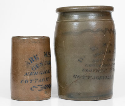 Lot of Two: Stoneware Jars w/ COTTAGEVILLE, W. VA Stenciled Advertising