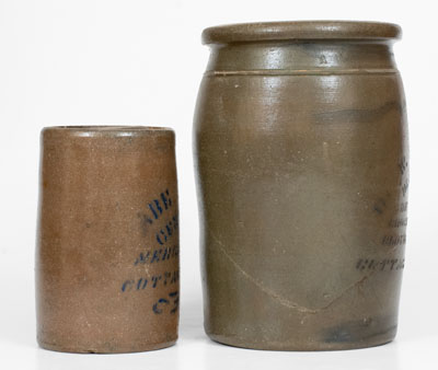 Lot of Two: Stoneware Jars w/ COTTAGEVILLE, W. VA Stenciled Advertising