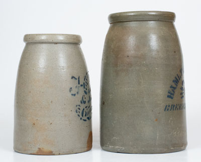 Lot of Two: HAMILTON & JONES / GREENSBORO, PA Stenciled Stoneware Canning Jars