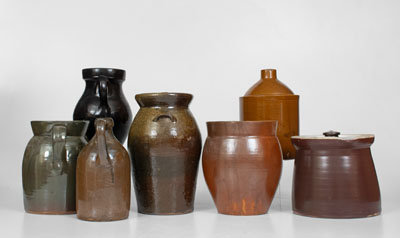 Lot of Seven: Assorted American Stoneware Jugs, Jars, and Pitchers