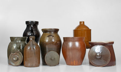 Lot of Seven: Assorted American Stoneware Jugs, Jars, and Pitchers