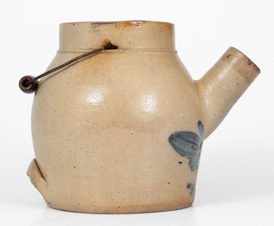 Stoneware Batter Pail with Floral Decoration, attrib. Nathan Clark, Jr., Athens, NY