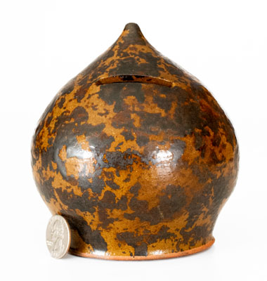 Redware Bank with Incised Initials on Underside, probably Pennsylvania, 19th century