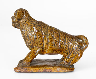 Pennsylvania Redware Seated Dog Figure, second half 19th century