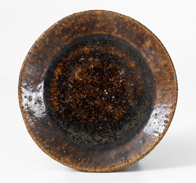 Very Rare Alkaline-Glazed Stoneware Cup and Saucer, probably Buncombe County, NC, late 19th century