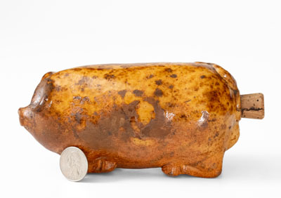 American Redware Pig Flask, circa 1880