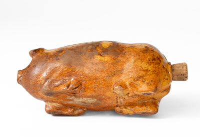 American Redware Pig Flask, circa 1880