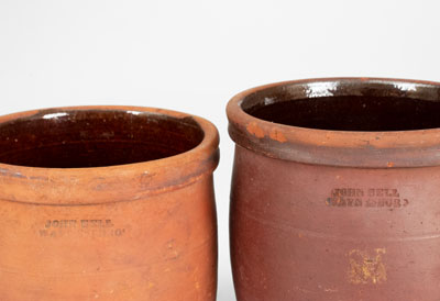 Lot of Two: JOHN BELL / WAYNESBORO Redware Cream Jars