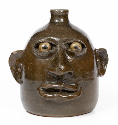 Fine Early-Period Lanier Meaders Face Jug, Cleveland, Georgia, early 1970s