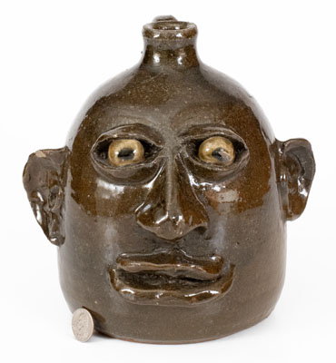 Fine Early-Period Lanier Meaders Face Jug, Cleveland, Georgia, early 1970s