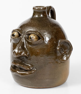 Fine Early-Period Lanier Meaders Face Jug, Cleveland, Georgia, early 1970s