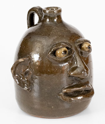 Fine Early-Period Lanier Meaders Face Jug, Cleveland, Georgia, early 1970s