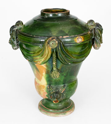 Extremely Rare Large-Sized Multi-Glazed Redware Water Cooler, J. Eberly & Co, Strasburg, VA, c1890