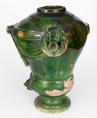 Extremely Rare Large-Sized Multi-Glazed Redware Water Cooler, J. Eberly & Co, Strasburg, VA, c1890