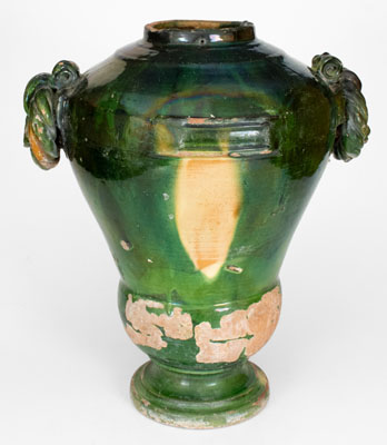 Extremely Rare Large-Sized Multi-Glazed Redware Water Cooler, J. Eberly & Co, Strasburg, VA, c1890