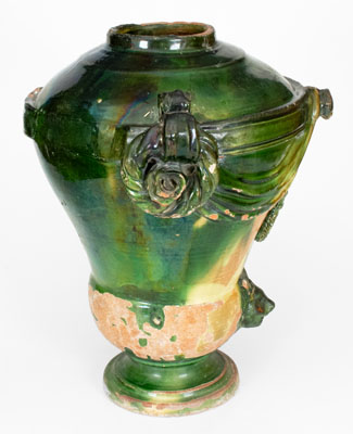 Extremely Rare Large-Sized Multi-Glazed Redware Water Cooler, J. Eberly & Co, Strasburg, VA, c1890