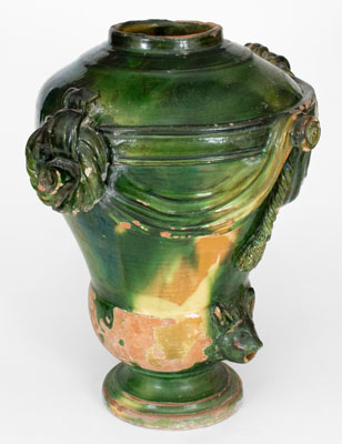 Extremely Rare Large-Sized Multi-Glazed Redware Water Cooler, J. Eberly & Co, Strasburg, VA, c1890