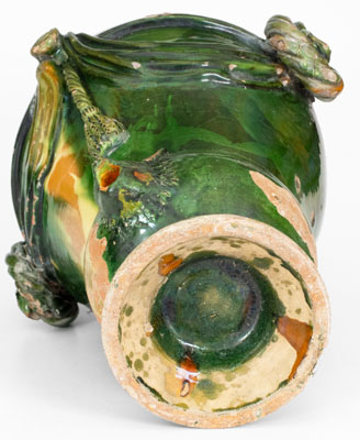 Extremely Rare Large-Sized Multi-Glazed Redware Water Cooler, J. Eberly & Co, Strasburg, VA, c1890