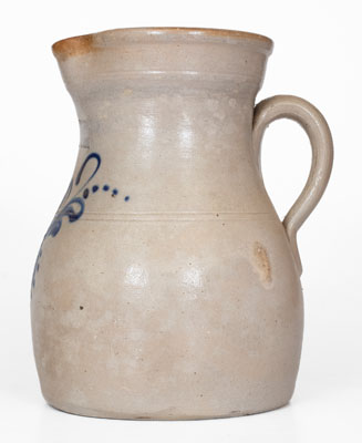 FRANK B. NORTON / WORCESTER, MASS. Stoneware Pitcher w/ Cobalt Floral Decoration