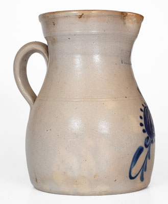 FRANK B. NORTON / WORCESTER, MASS. Stoneware Pitcher w/ Cobalt Floral Decoration