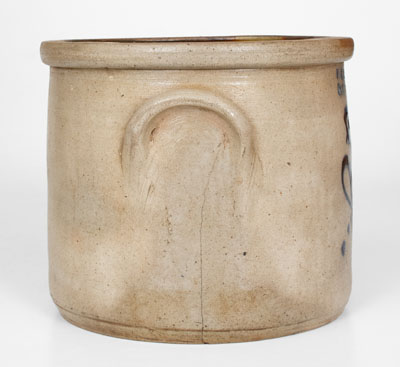 F. B. NORTON & CO. / WORCESTER, MASS. Stoneware Crock w/ Cobalt Parrot Decoration