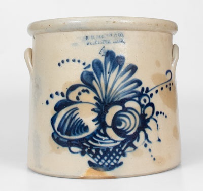 F. B. NORTON & CO. / WORCESTER, MASS. Stoneware Crock w/ Floral Basket Decoration