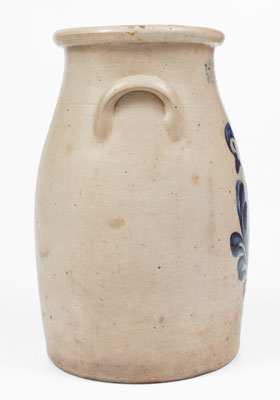 F. B. NORTON & CO. / WORCESTER, MASS. Stoneware Churn w/ Spotted Parrot Decoration