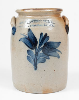 COWDEN & WILCOX / HARRISBURG, PA Stoneware Jar w/ Unusual Tulip Decoration