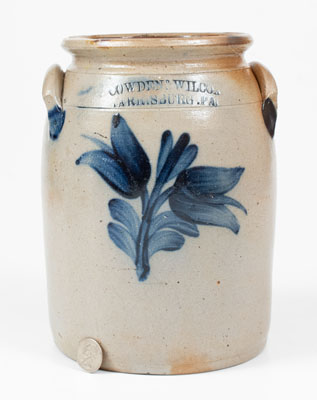 COWDEN & WILCOX / HARRISBURG, PA Stoneware Jar w/ Unusual Tulip Decoration