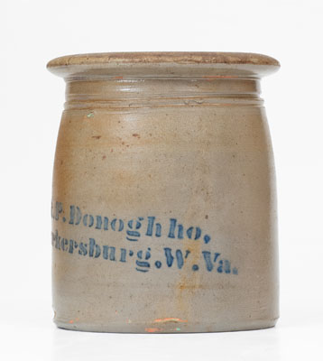 Unusual "A. P. Donoghho / Parkersburg, W. VA" Misspelled Stoneware Canning Jar